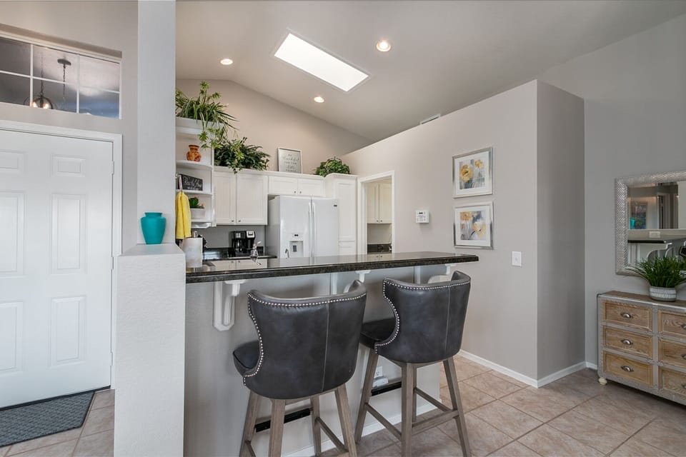 Kitchen counter with bar seating for two