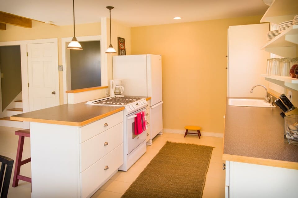 Immaculate and well equipped kitchen.