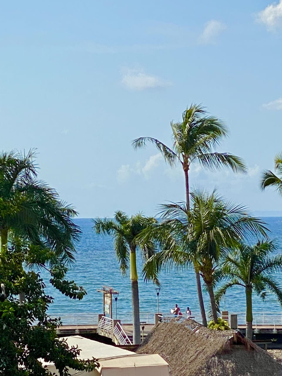 View of the bay from balcony.  The Malecon and foot bridge over the Cuale River.