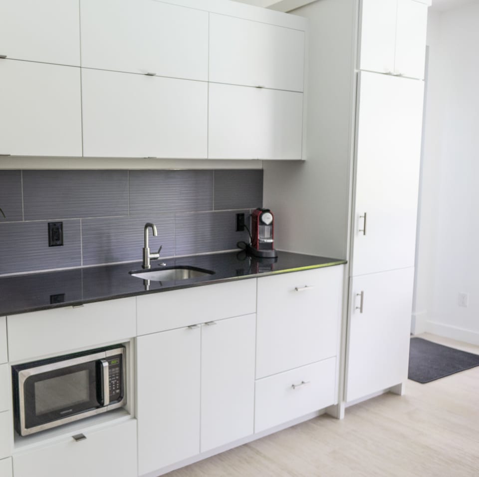 Modern kitchen for light meal prep and cooking