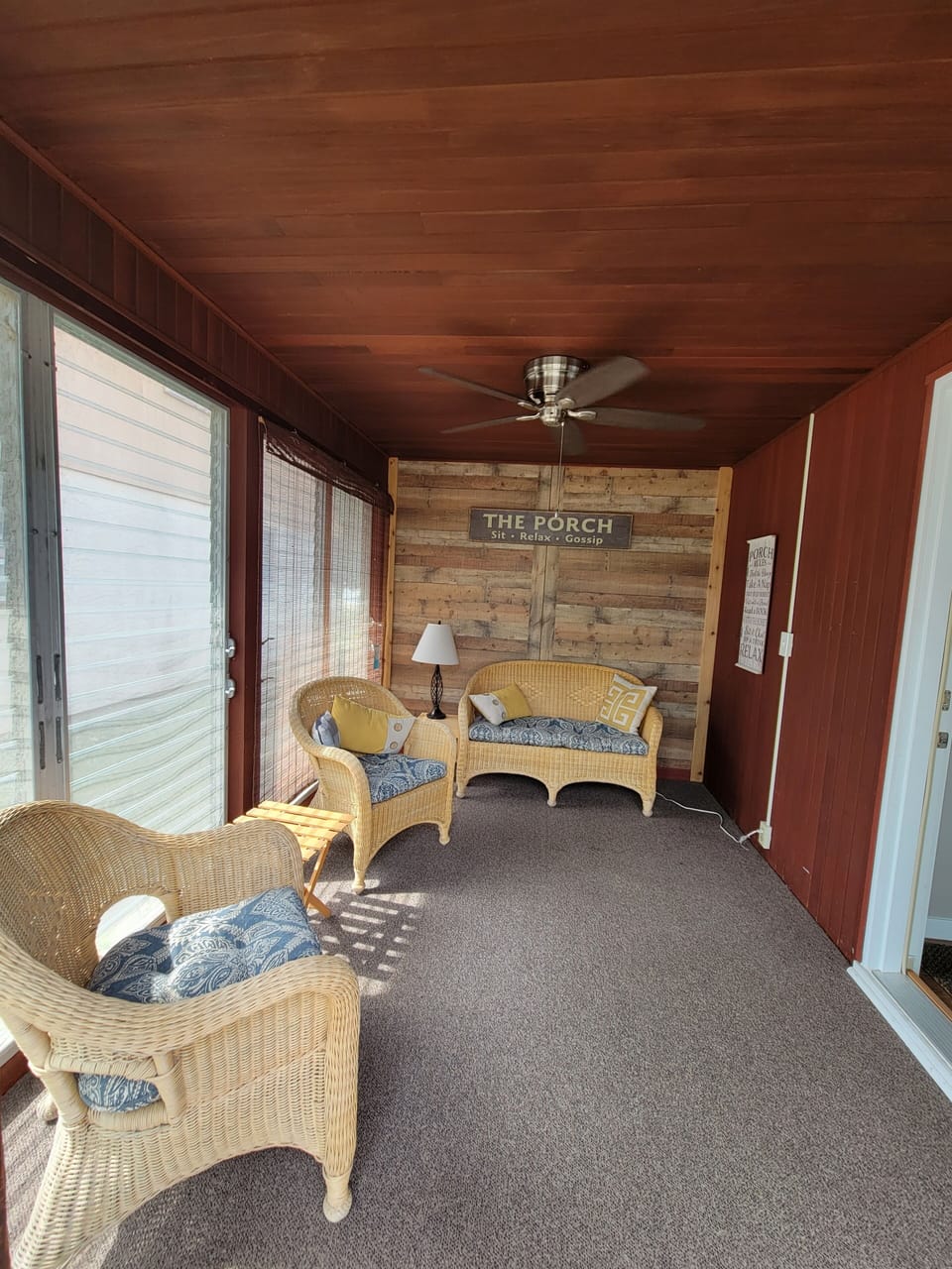 Cozy from porch to relax, read or enjoy the morning paper and coffee.