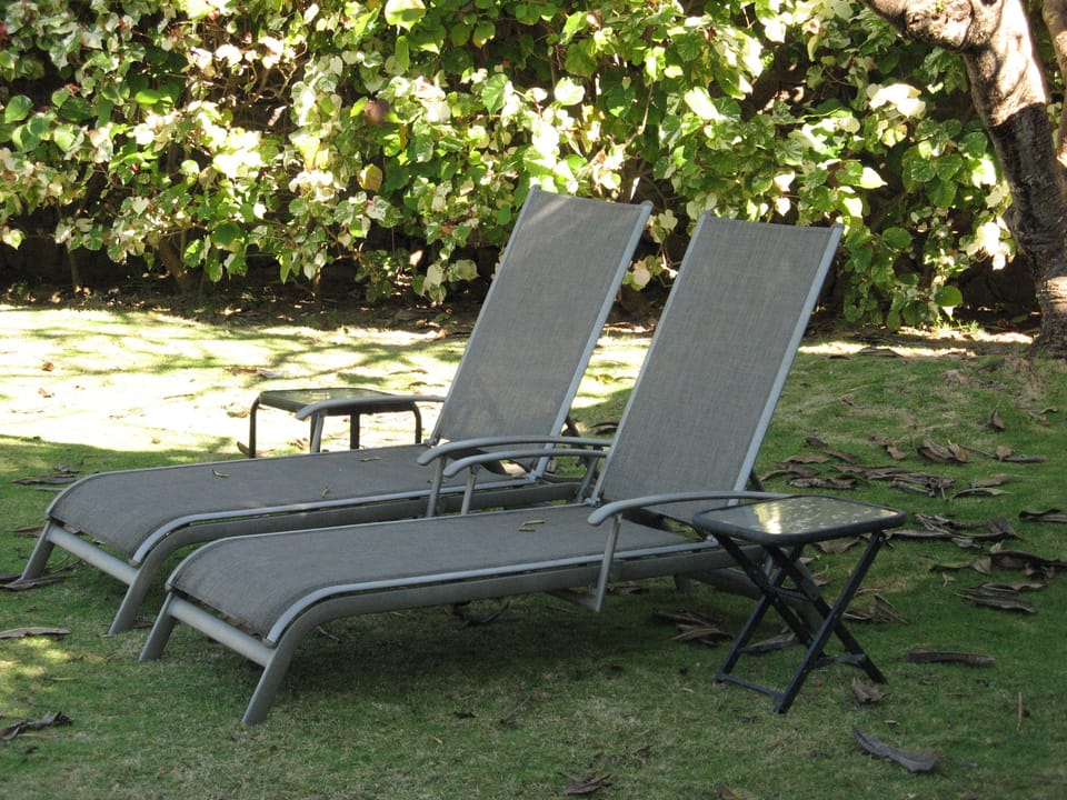 Don't feel like the beach? Put your feet up in your backyard.