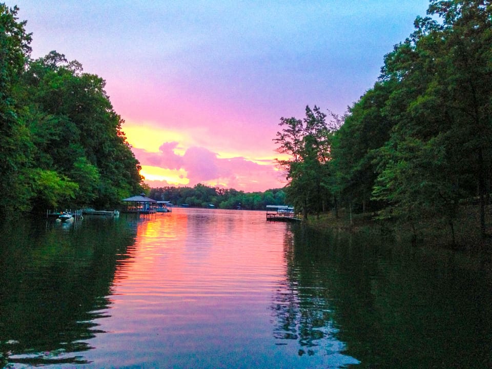 Lake Hartwell sunset seen from dock (when lake is full!)