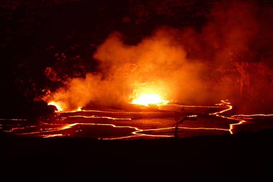 Lava Lake Haleamaumau Crater Volcanos National Park, 30 min from us is now empty