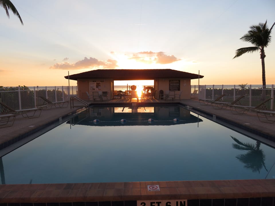 The pool just before sunset