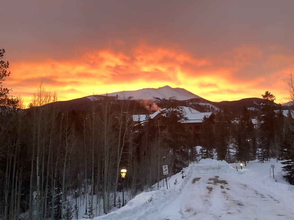 Winter sunrise view from front deck