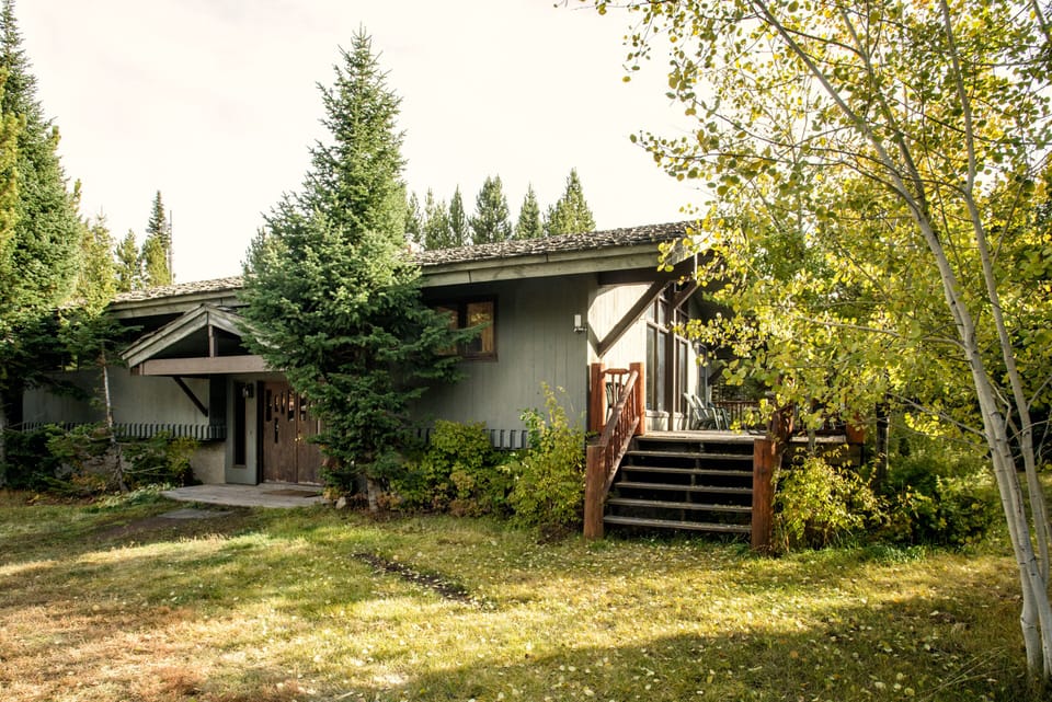 Outside, the yard gives you a place to relax in the sun & admire the trees.