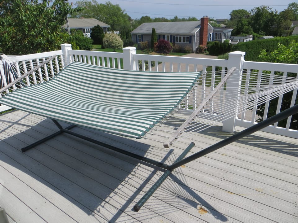 We have a hammock on the upper deck to relax on.