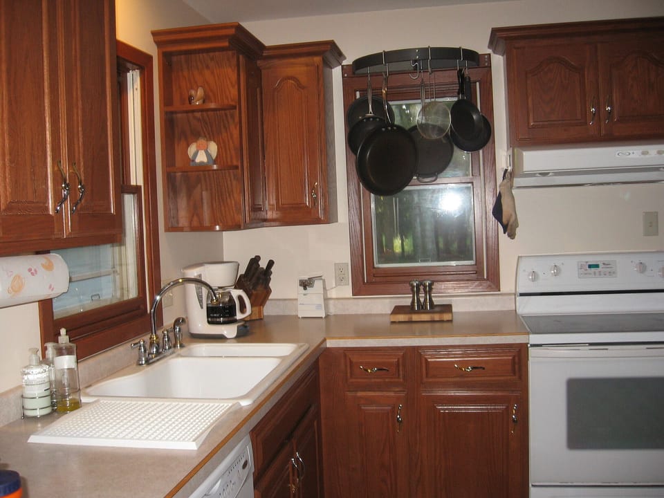 Kitchen stocked with cookware 