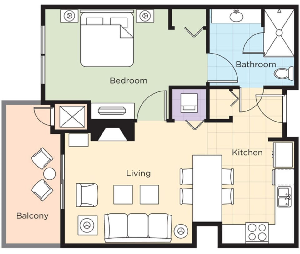 1 Bedroom Deluxe floor plan