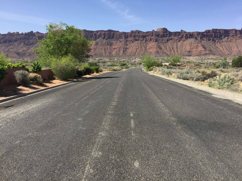 Parking along road for large vehicles and trailers.