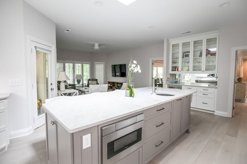 Kitchen opens to family room