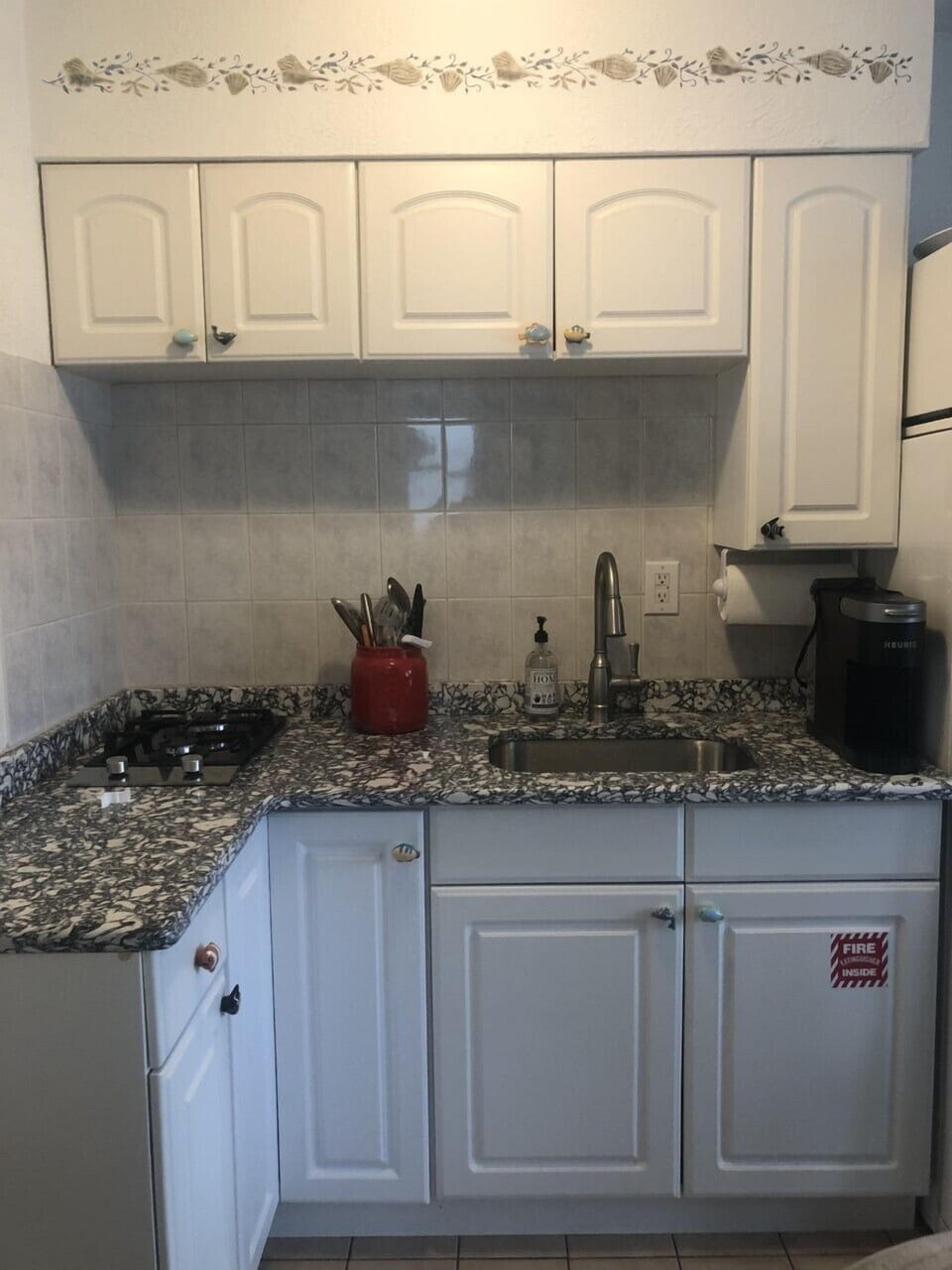 We installed a new countertop two burner cook top, sink and faucet. 