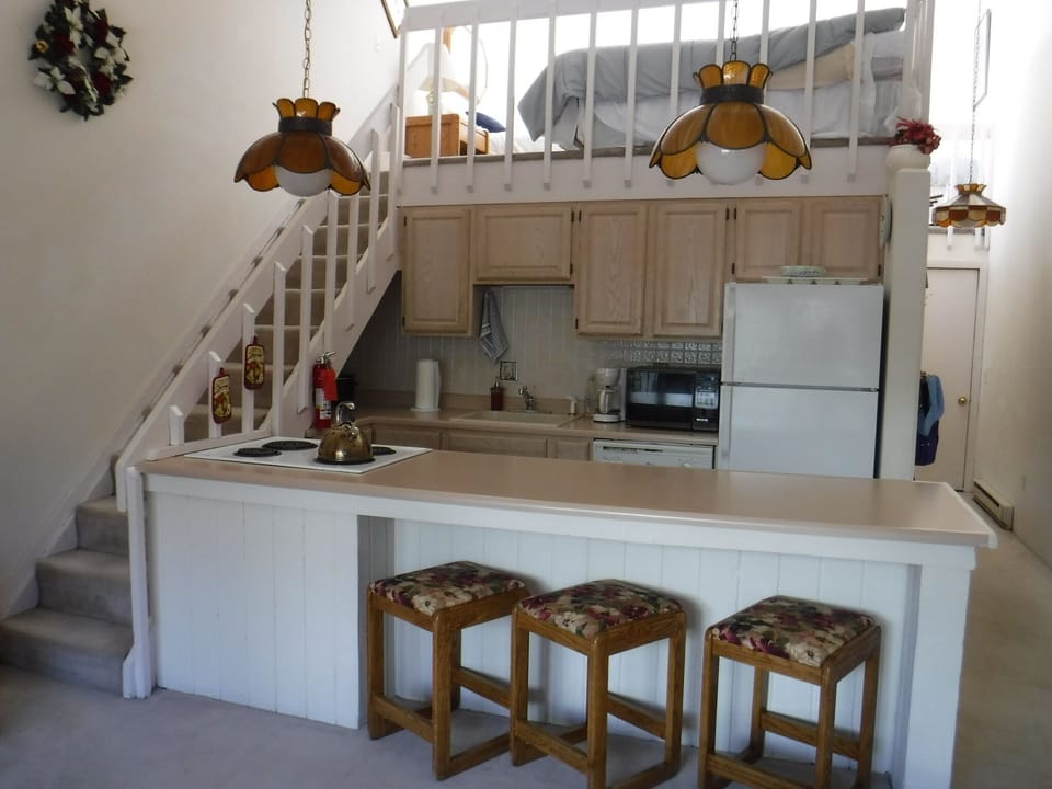 Looking toward the kitchen from just inside the balcony.