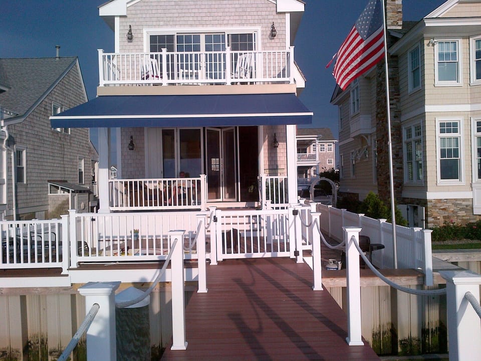 Back deck awning for shaded sitting