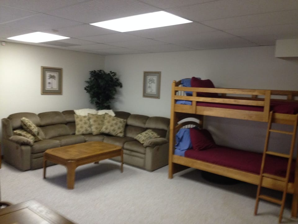 Downstairs living area with bunk beds