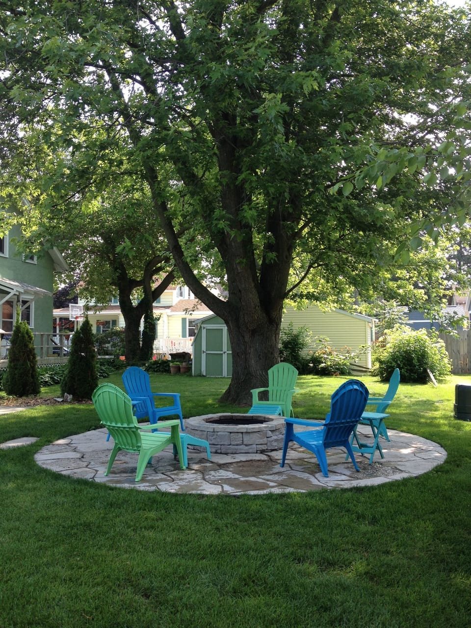 Beautiful stone patio and fire pit! 