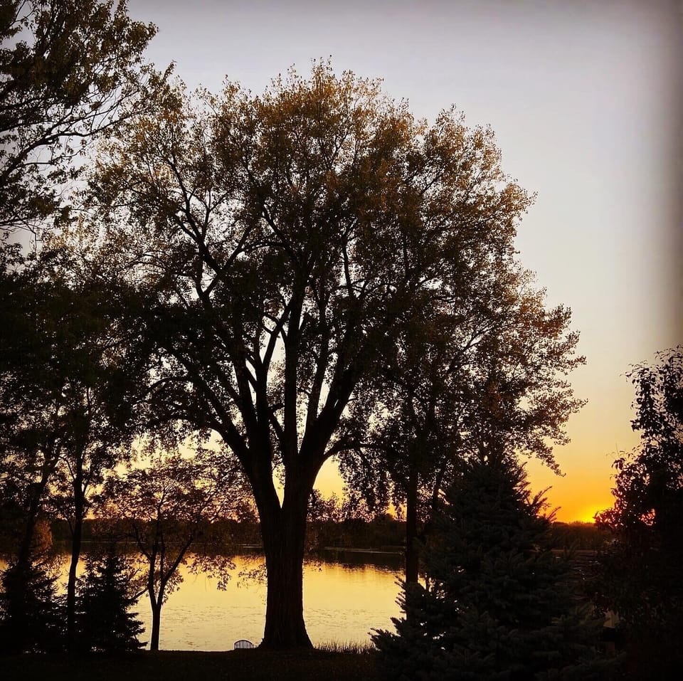 Sunset from the guest house window.