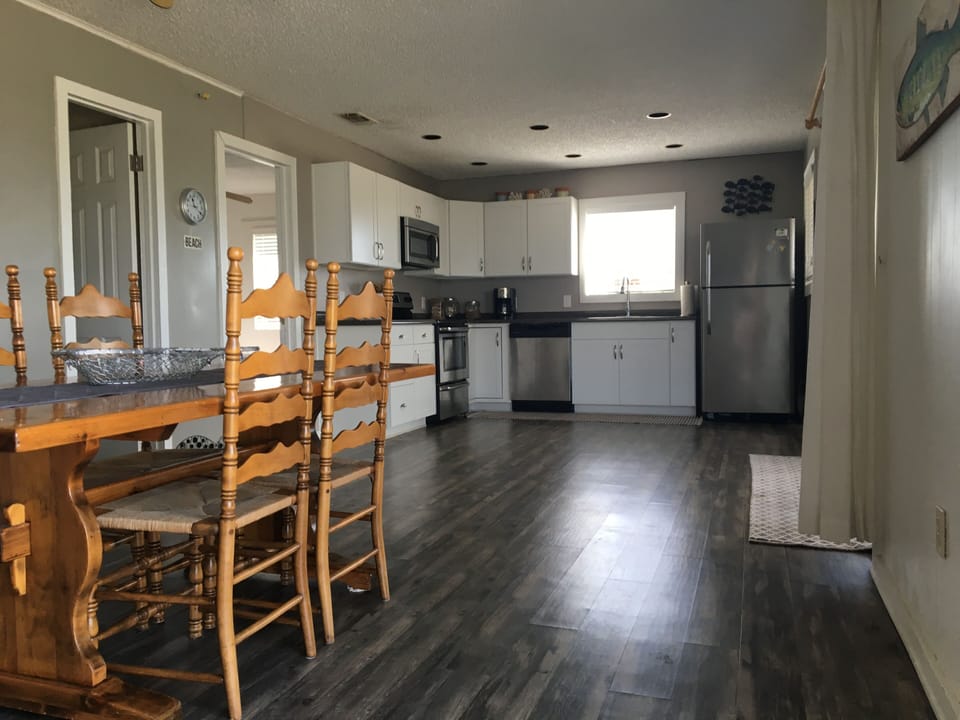 Dining room table seats six