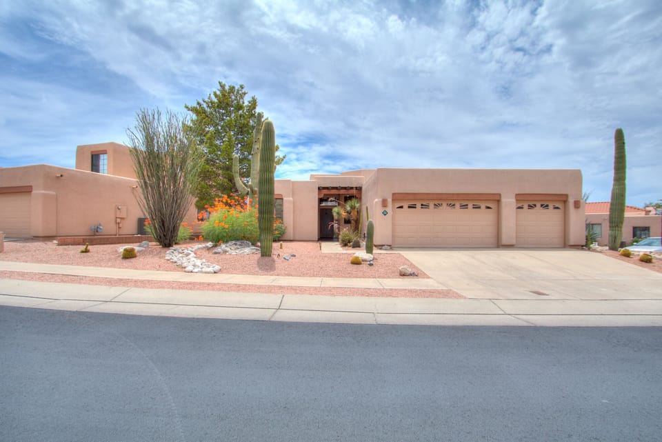 Front with garages