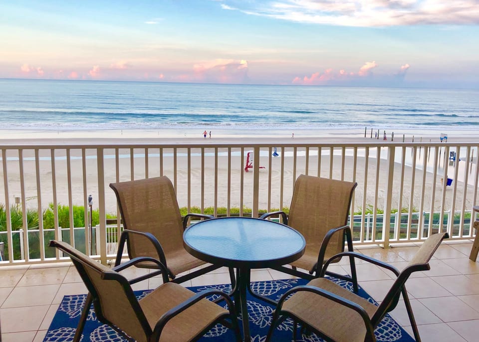 Oceanfront balcony with access from the living room and master bedroom 