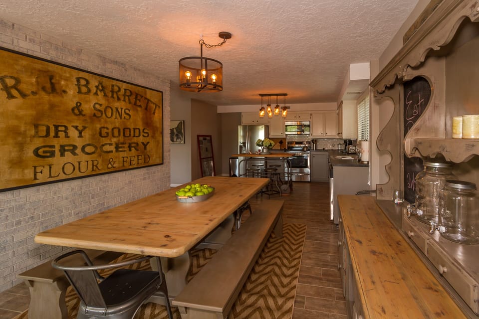 Kitchen, dining area, downstairs