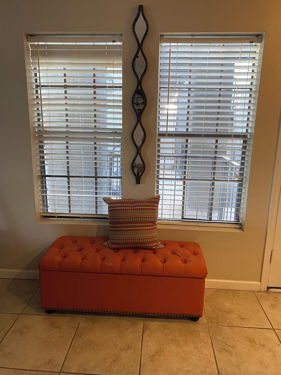 Storage bench with extra sheets, pillows and blankets