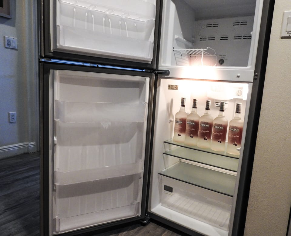 Apartment sized fridge with room for all of your favorite snacks and beveridges