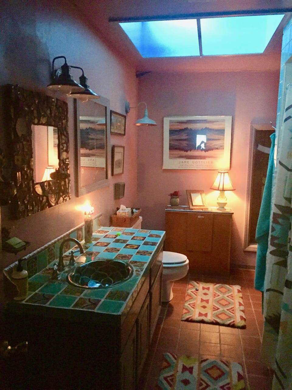 Bathroom with Shower: Handmade Mexican Tile 