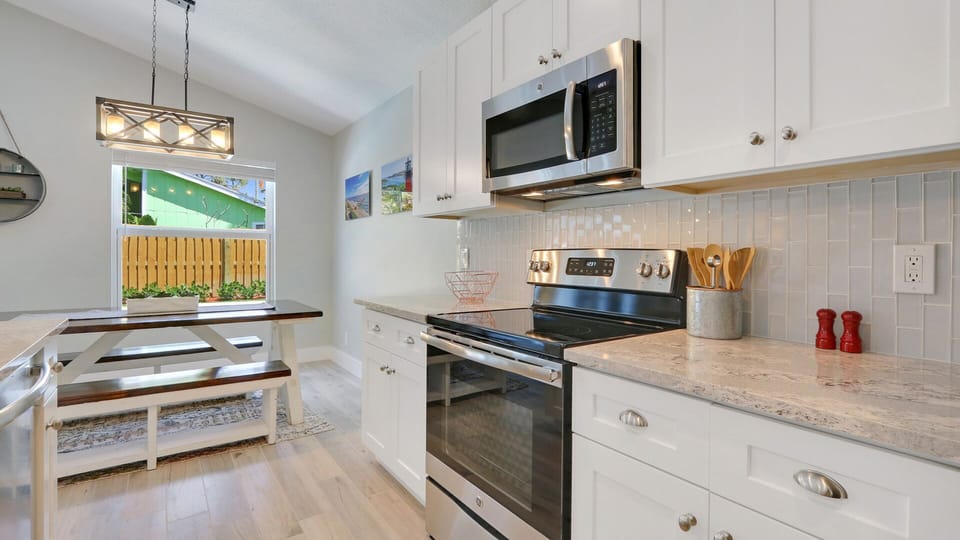 Fully Stocked Kitchen | Utensils, Pots, Pans, Dining-ware, Glassware. 