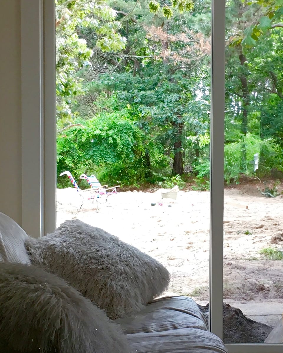 Sandy Backyard (natural hummock) with trees to undeveloped land.