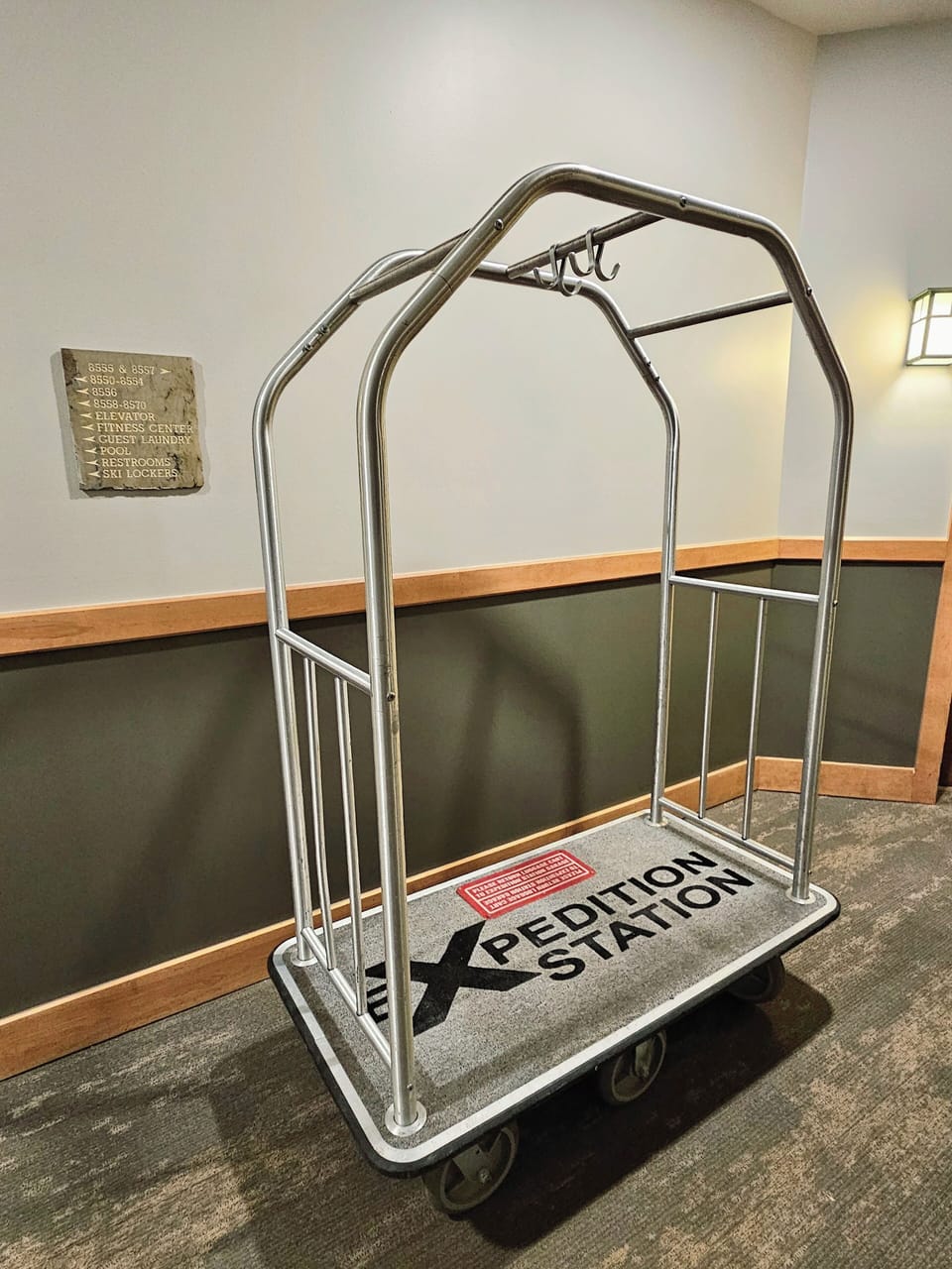 Our building has luggage carts, a heated garage and an elevator. 