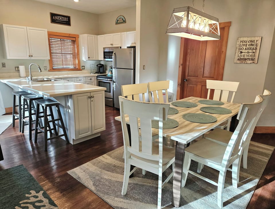 Dining area and kitchen.