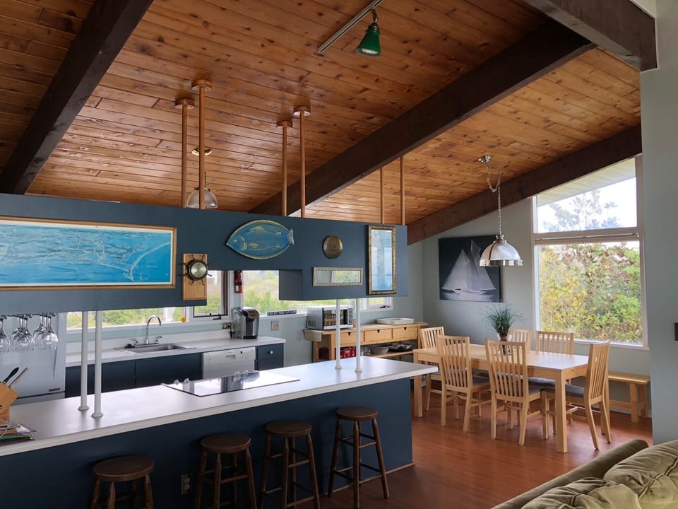 Never miss a thing looking into the living room while working in the kitchen.