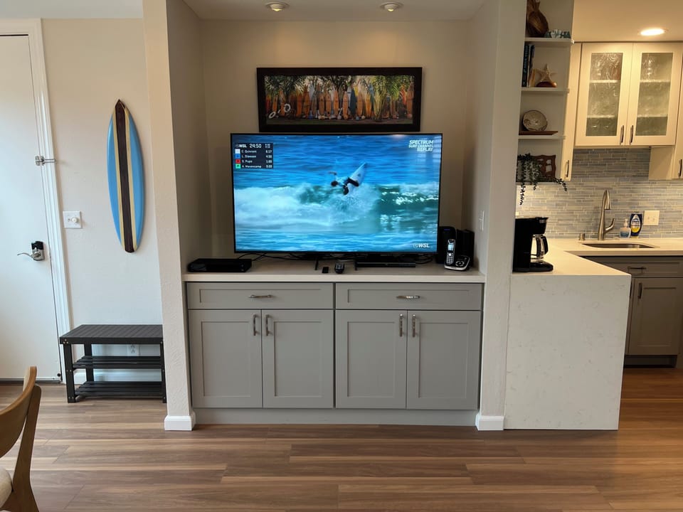 New Cabinets, Counter Tops. 
55 inch Smart TV & Free High Speed Secured Wifi