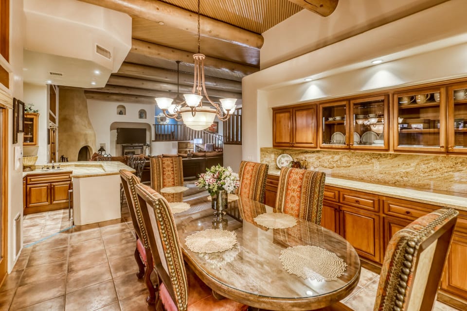 Large dining area and seating for 8