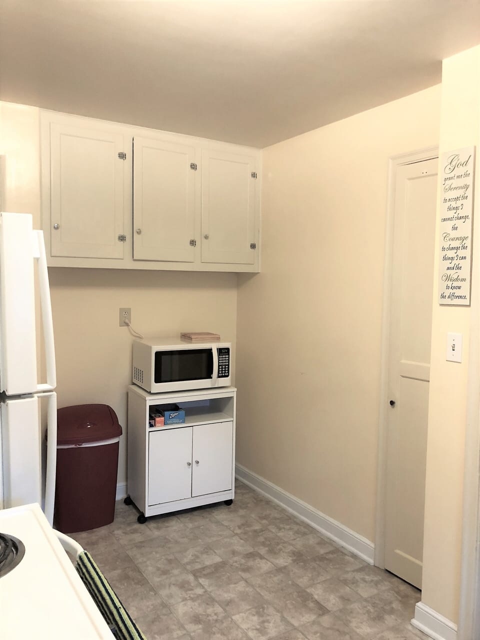 Microwave and storage.