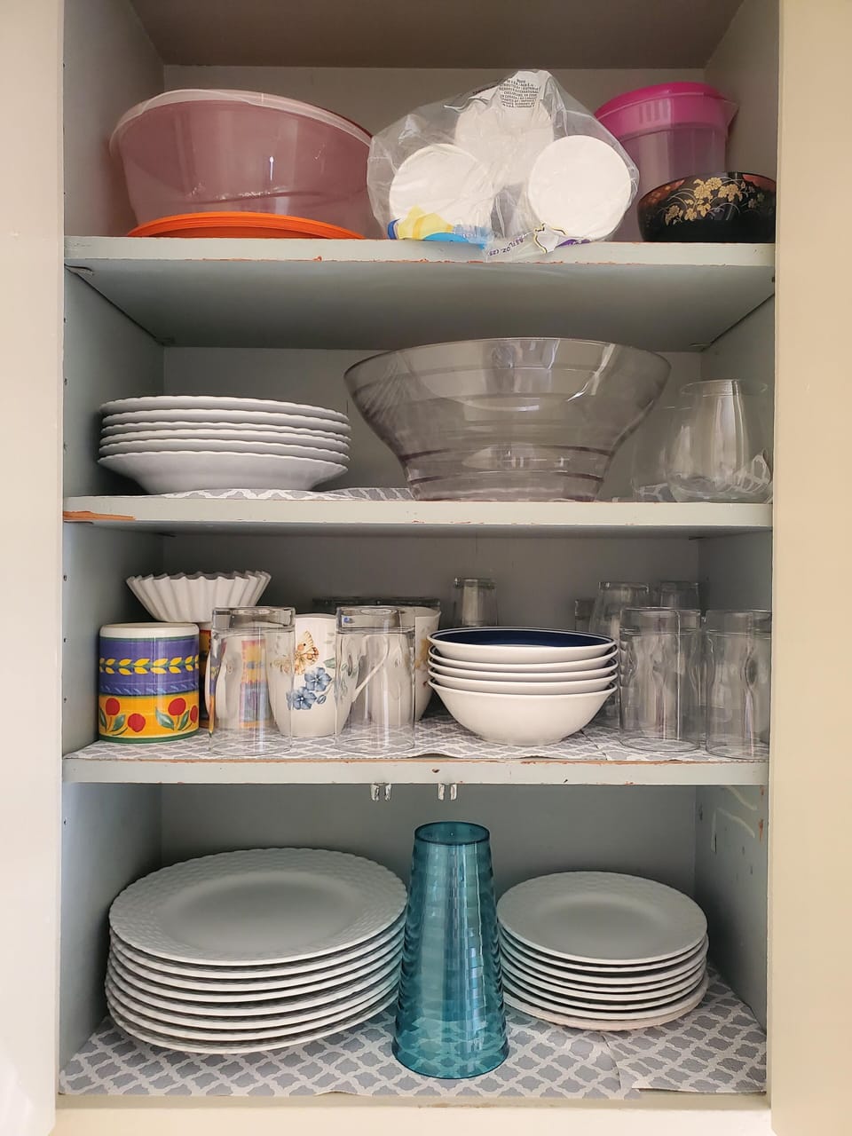 Basic dishes and mixing bowls.