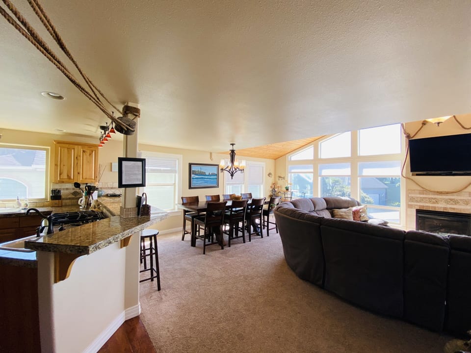kitchen and living area