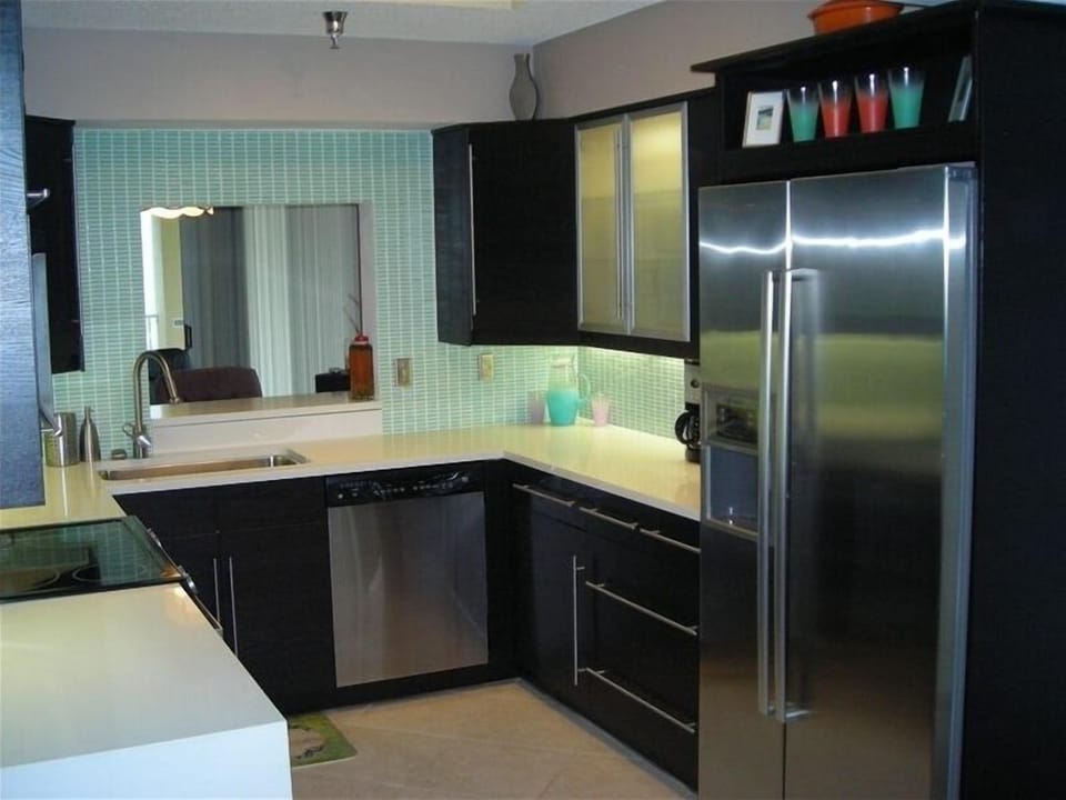 Quartz counters/Huge sink. 2 'Honor' pantry cabinets for Food staples
