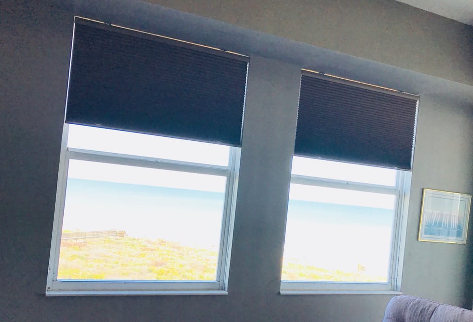 Levolor BlackOut shades let you sleep in or touch to lift & enjoy views in bedrm