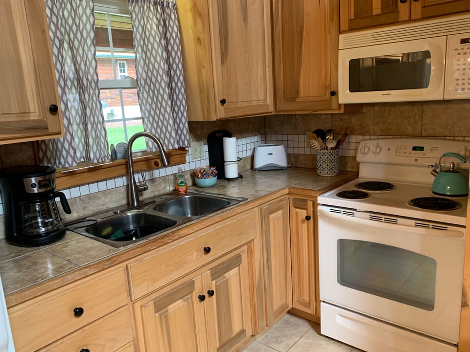 Coffee maker, toaster, crockpot, & a host of other conveniences.