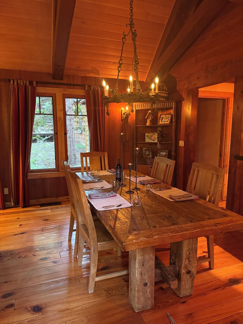 Dining on a vintage door