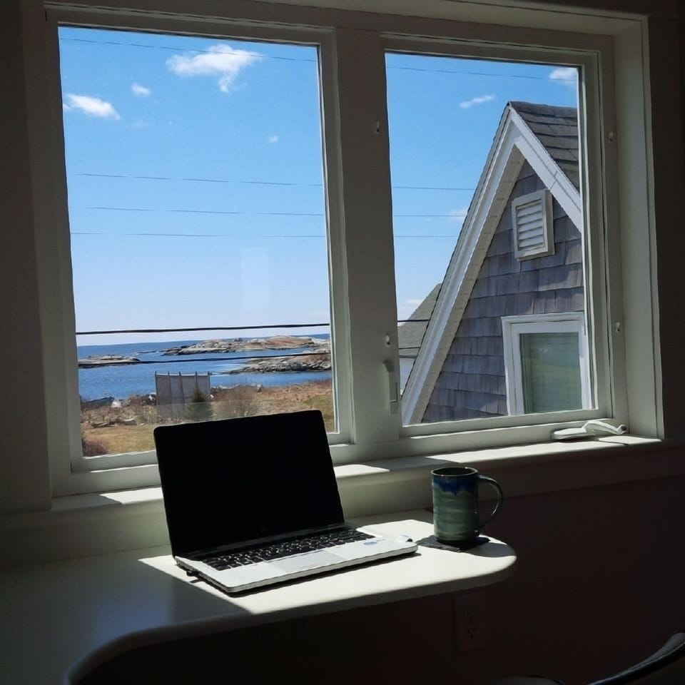 A desk with a view! A quiet, inspiring spot to write your next novel. Wifi too!