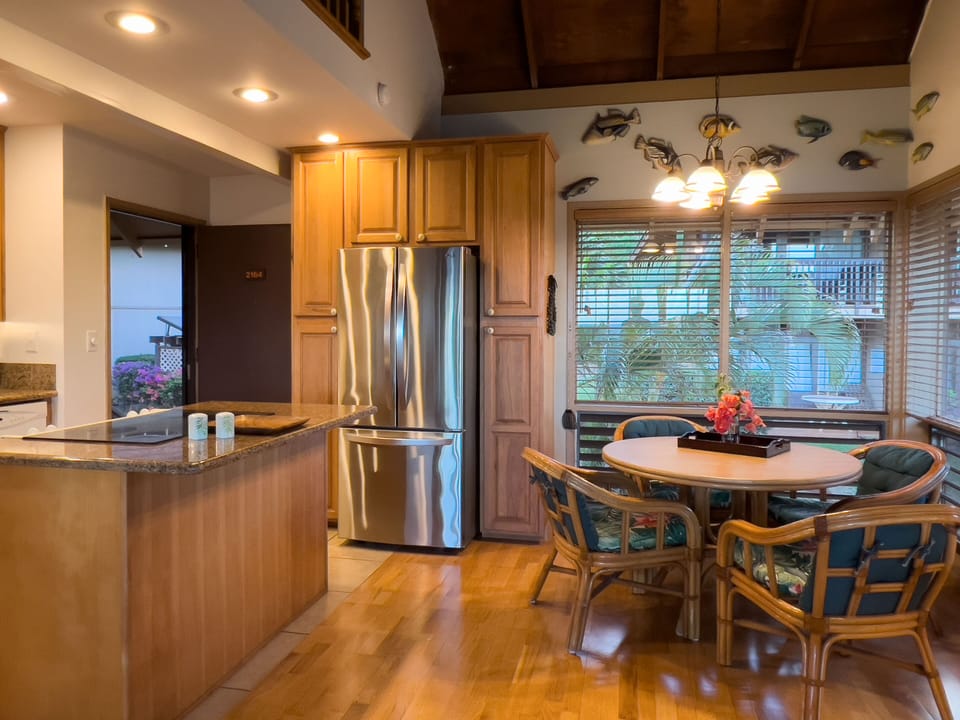 Dining area and entry into kitchen.