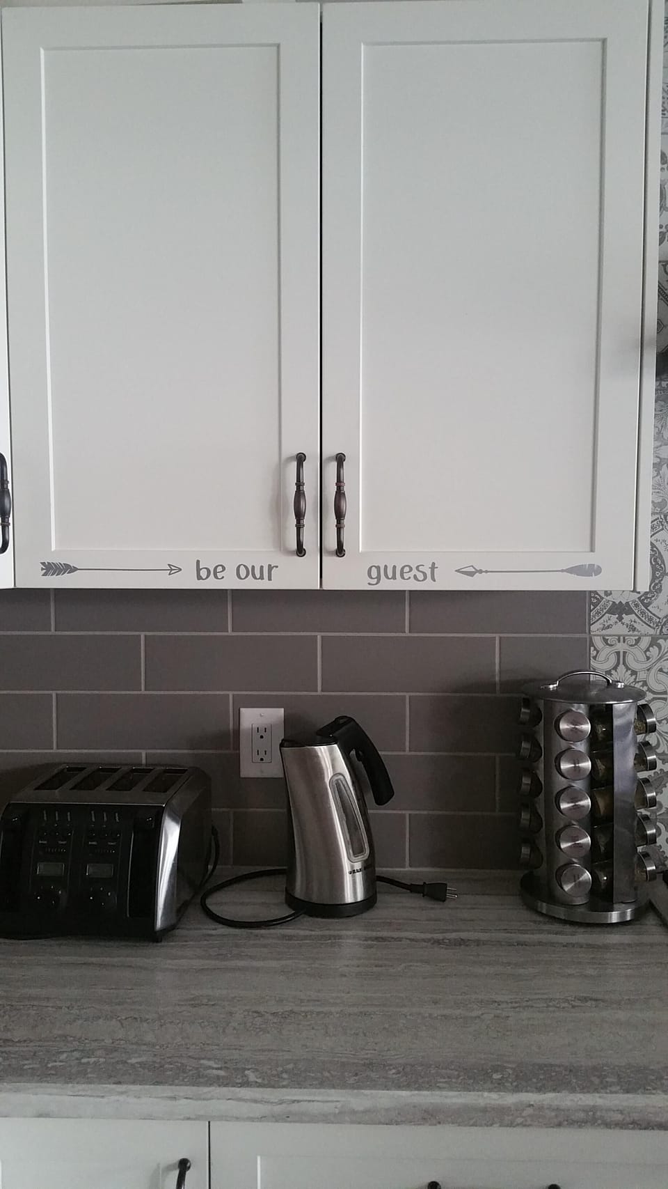 2 dedicated cupboards for your groceries - on either side of the stove.