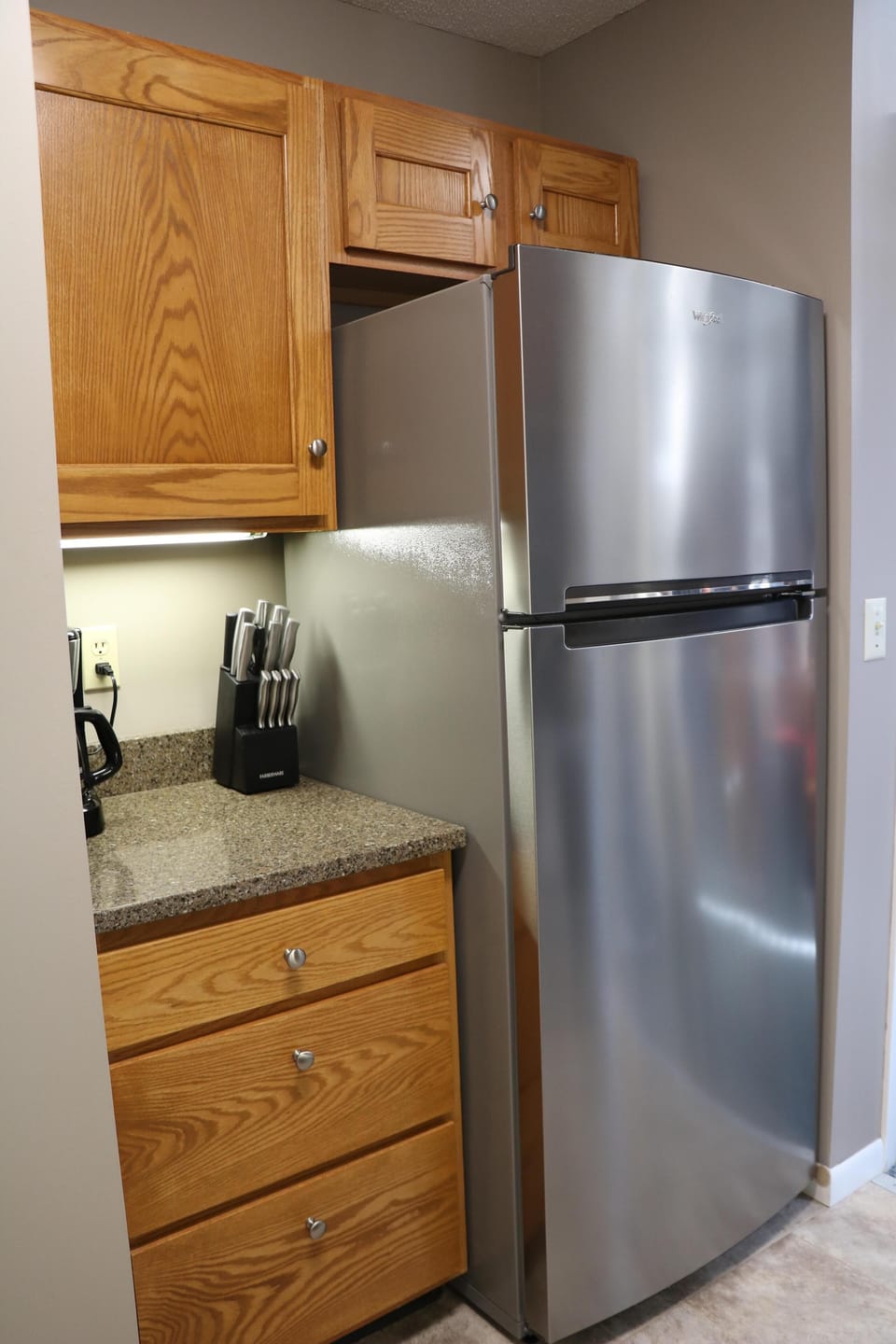 Brand new stainless steel refrigerator. 