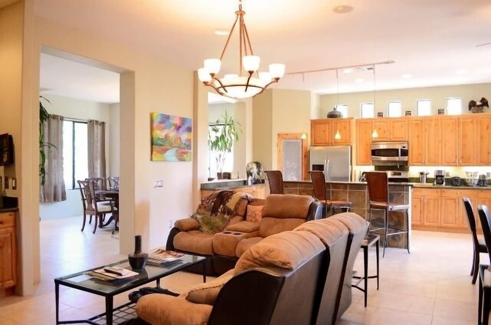 Great room looking at open kitchen 