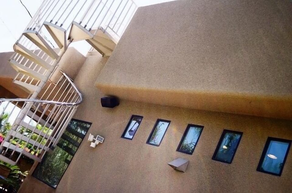 Spiral staircase leads to a large observation deck and beautiful views