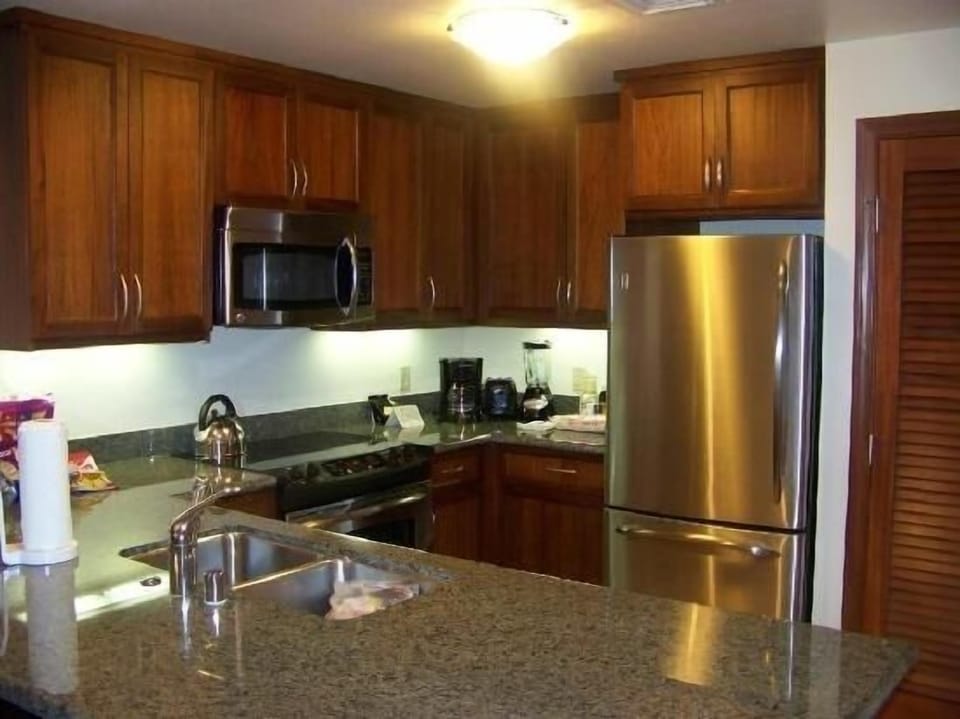 Stainless steel/granite kitchen, modern, well-equipped, full-size washer & dryer